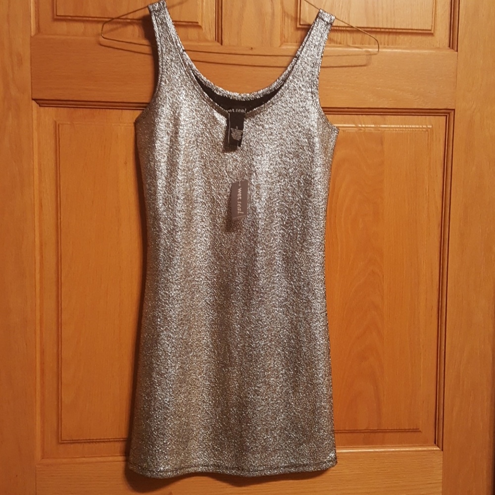 NWT Wet Seal silver spandex mini dress